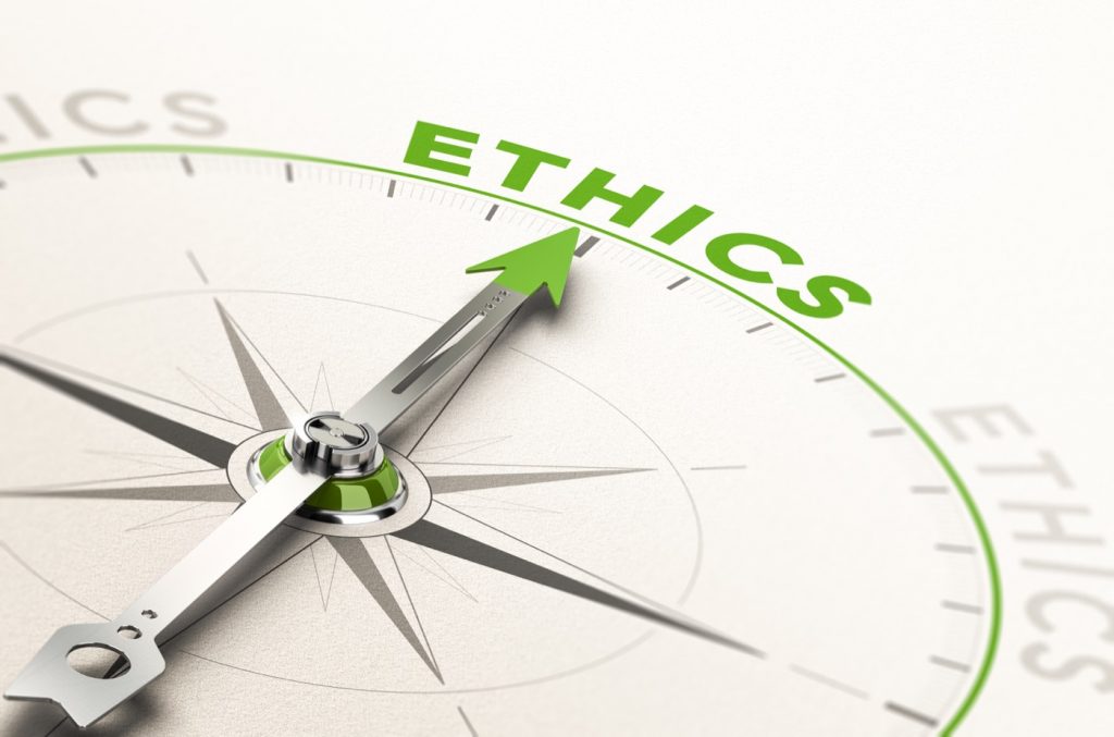 Compass pointing to the word Ethics